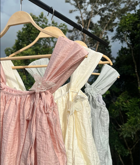 Summer Butterfly Sleeves Tie Babydoll Tops